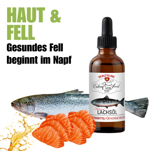 Edenfood Healthline Haut und Fell – Lachsöl für Hunde – natürliche Omega-3-Fettsäuren für glänzendes Fell und gesunde Haut