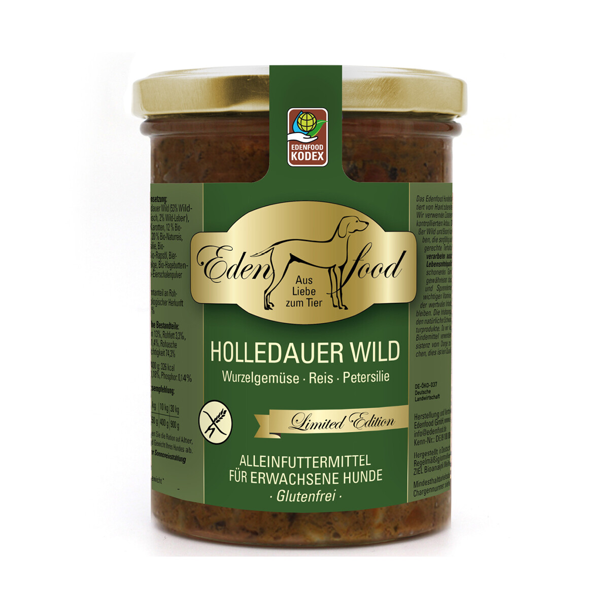 Hundemenü Holledauer Wild - Wildmuskelfleisch, Bio-Karotte, Bio-Past, 9,50 €