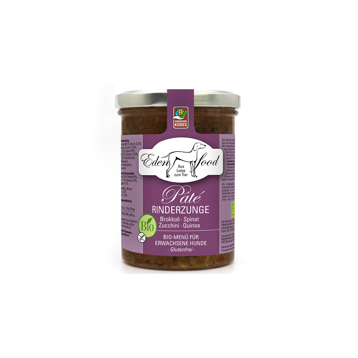 Edenfood Hundefutter Bio Rinderzunge PÂTÉ 370g