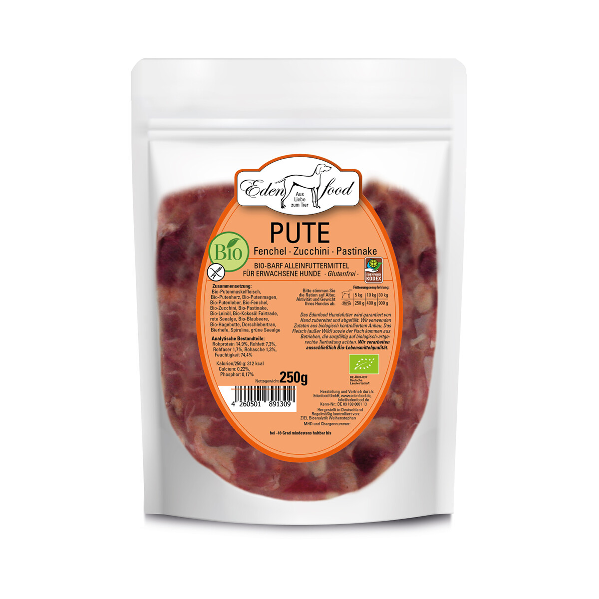 Bio-BARF Menü Bio-Pute von Edenfood