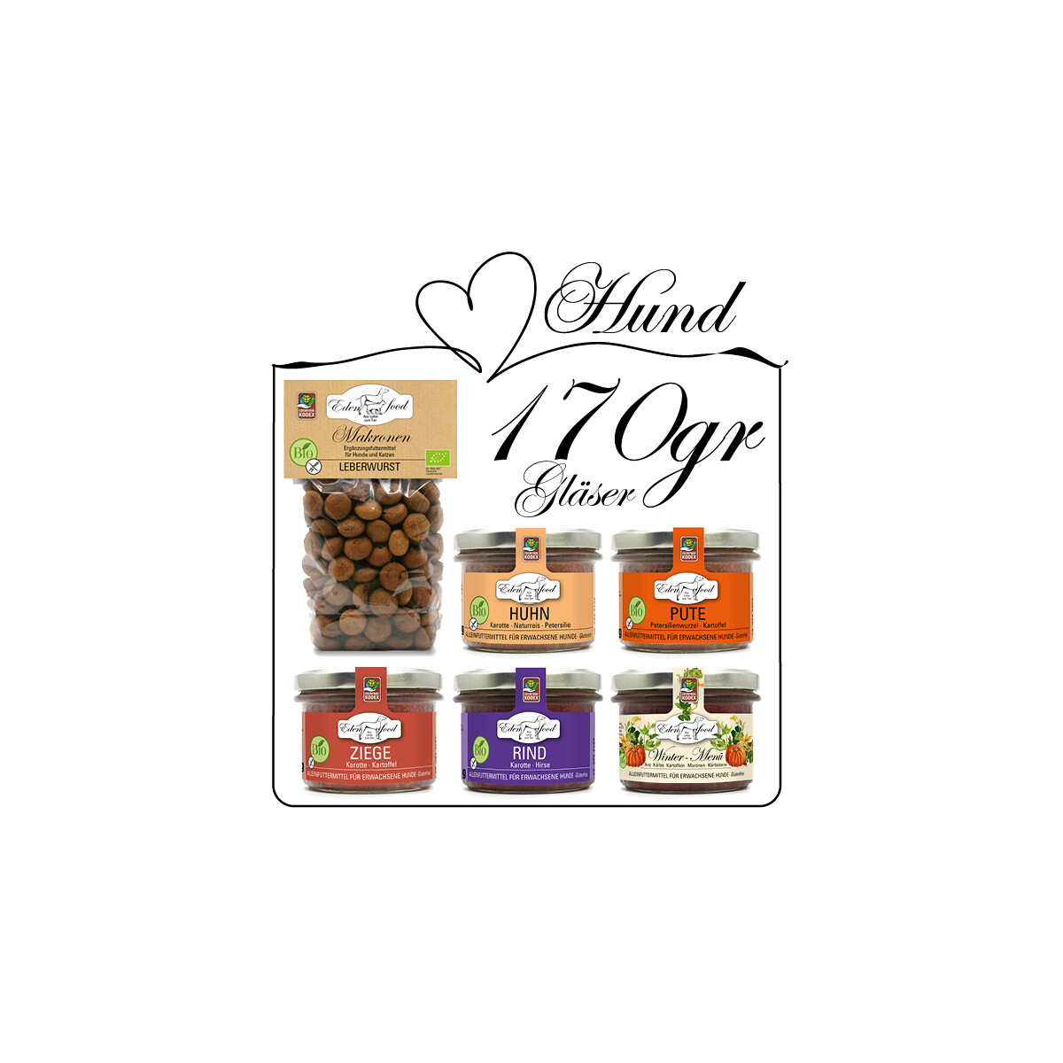 Edenfood Probierpaket für Hunde mit 5 x 170 g...